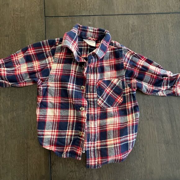HANNA Andersson plaid flannel shacket button up shirt size 18-24 months toddler - Picture 1 of 3